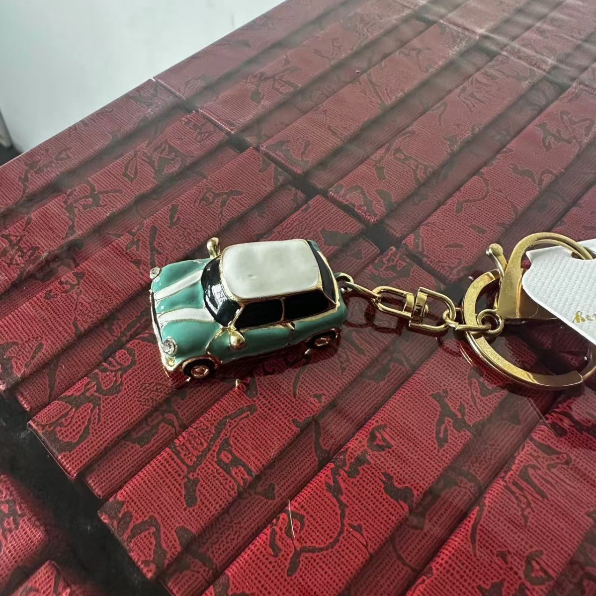 Mini Cooper Porte-clés émail Strass Voiture Porte-clés Vintage Mini Voiture Porte-clés émail Strass Porte-clés Sac à Main Charme - votrecollierprenomfr